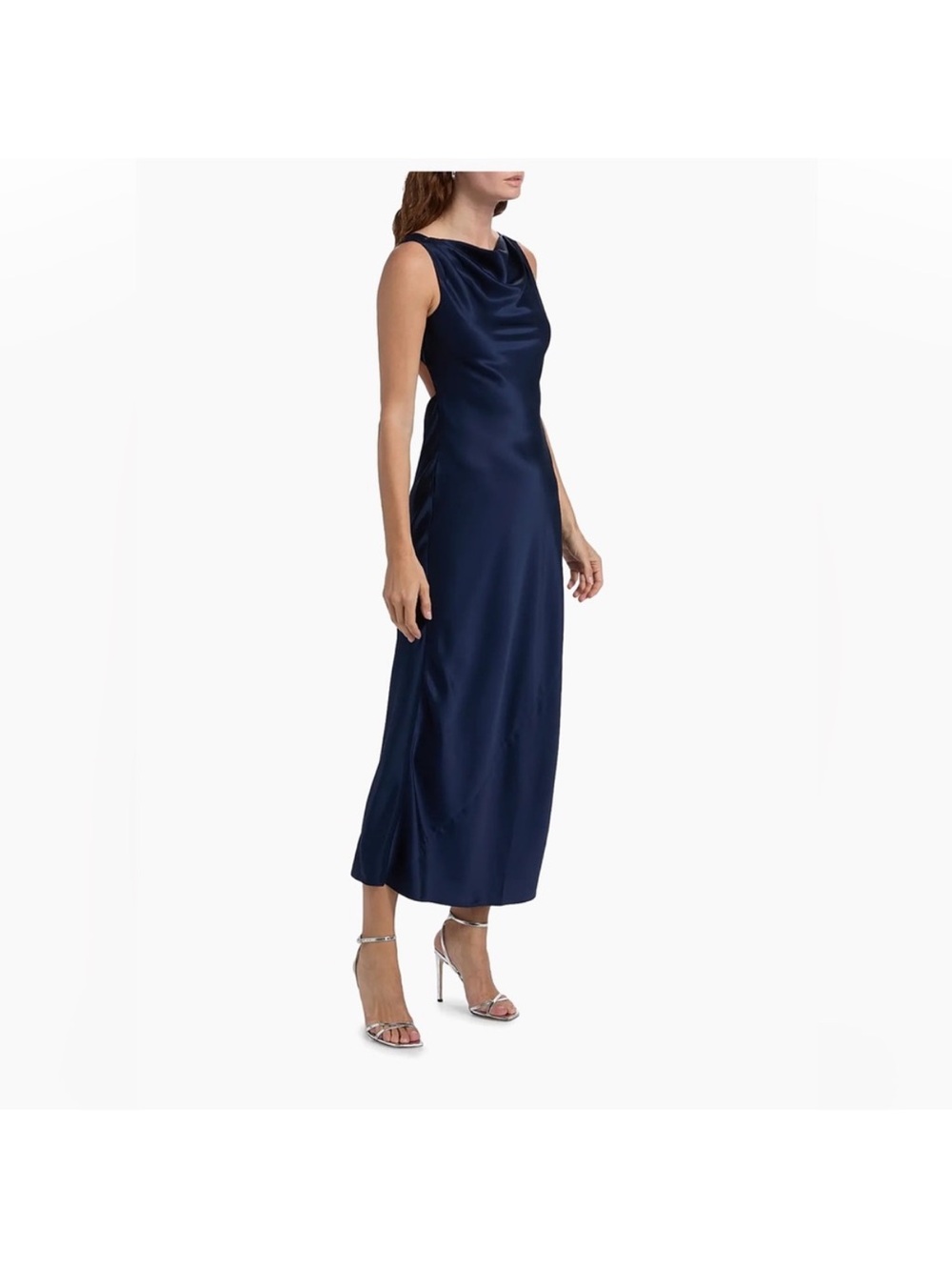 Reformation Corey Satin Midi-Dress Blue NWT XL